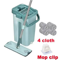 SqueezeClean™ Flat Mop Set™ — Hands - Free Microfiber Mop & Bucket for Wet/Dry Cleaning - B Said Vibe