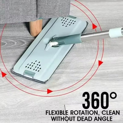 SqueezeClean™ Flat Mop Set™ — Hands - Free Microfiber Mop & Bucket for Wet/Dry Cleaning - B Said Vibe