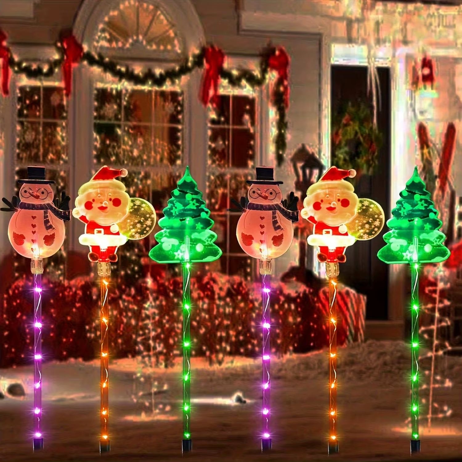 FestiveGlow™ - Moving Christmas Lights Solar & Battery LED Waterproof (6 - Pack) - B Said Vibe