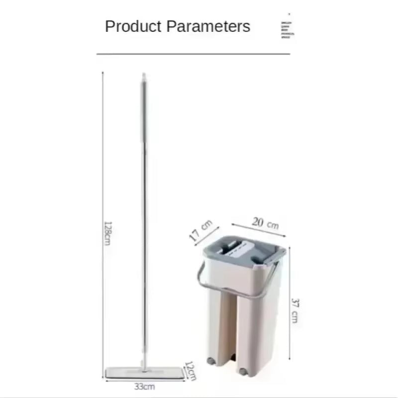 SqueezeClean™ Flat Mop Set™ — Hands - Free Microfiber Mop & Bucket for Wet/Dry Cleaning - B Said Vibe