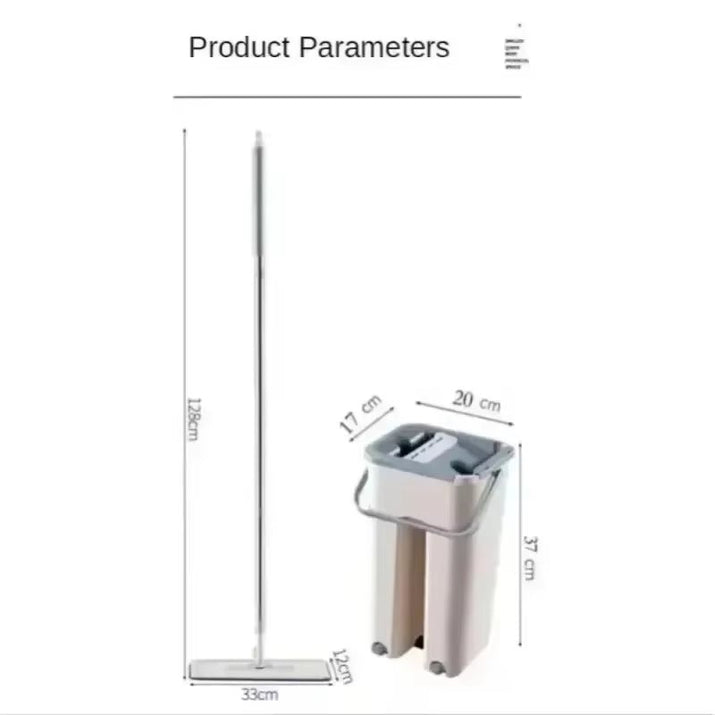 SqueezeClean™ Flat Mop Set™ — Hands - Free Microfiber Mop & Bucket for Wet/Dry Cleaning - B Said Vibe